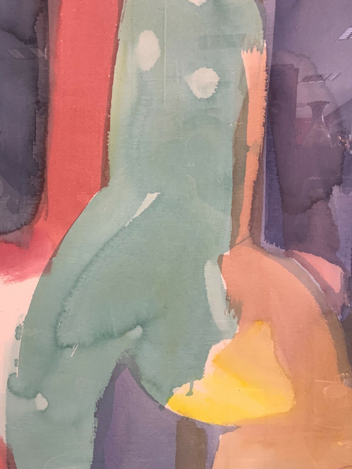 AQUARELL PERSONEN ABSTRAKTE KOMPOSITION SIGNIERT ANATOLI KMARA GROSS 78x108cm – Bild 3