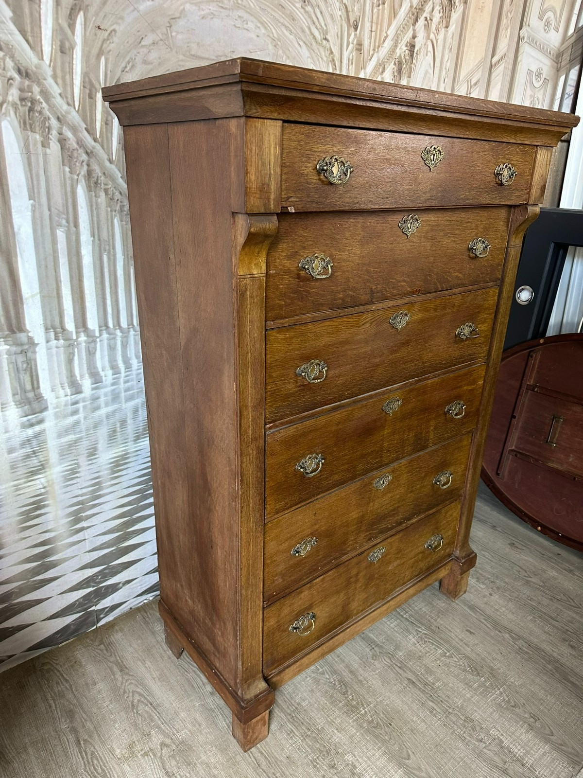 ANTIKE KOMMODE CHIFFONIERE EMPIRE STIL UM 1860 AUS EICHE – Bild 3