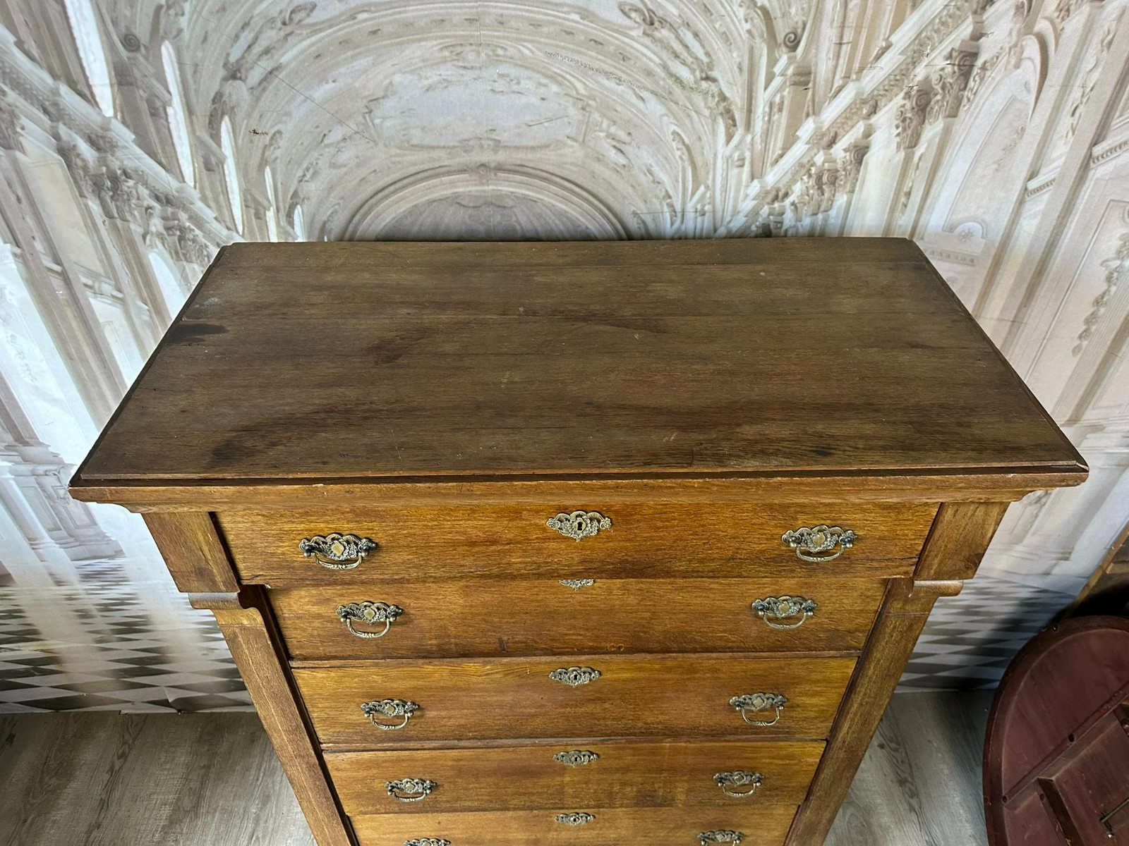 ANTIKE KOMMODE CHIFFONIERE EMPIRE STIL UM 1860 AUS EICHE – Bild 9