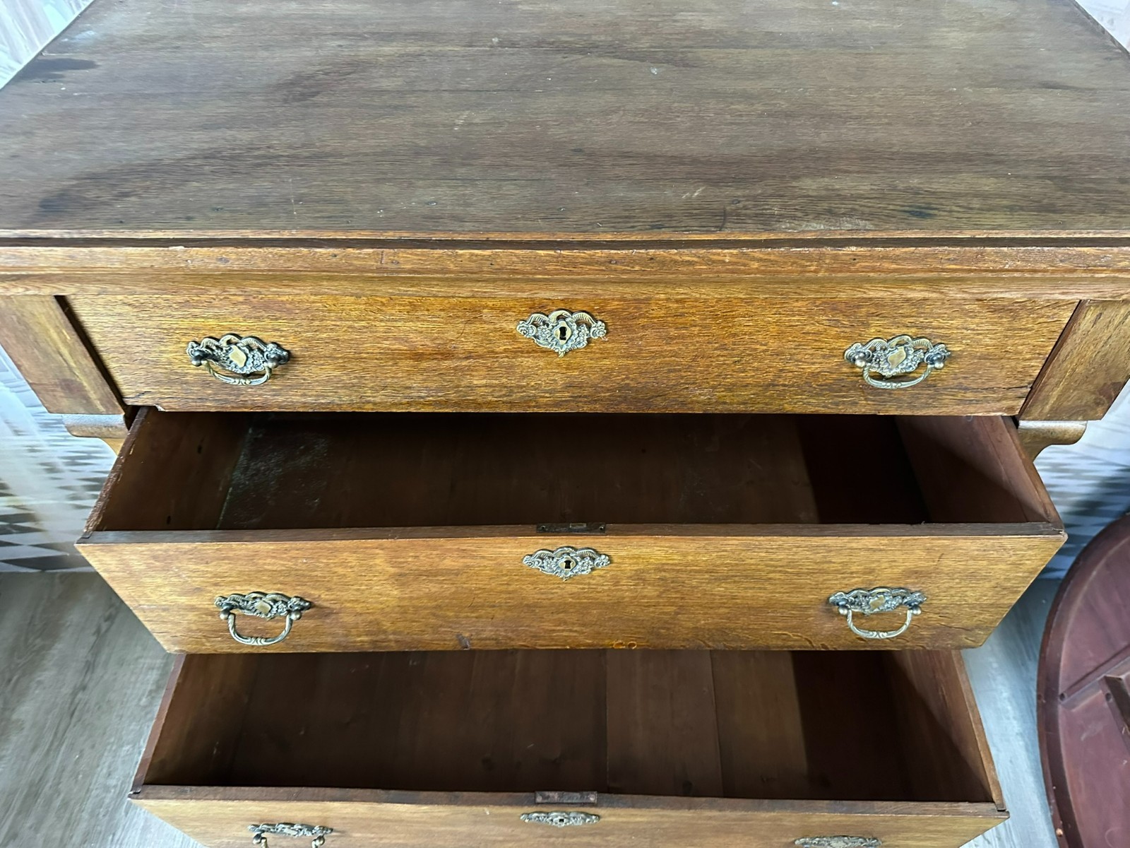 ANTIKE KOMMODE CHIFFONIERE EMPIRE STIL UM 1860 AUS EICHE – Bild 10