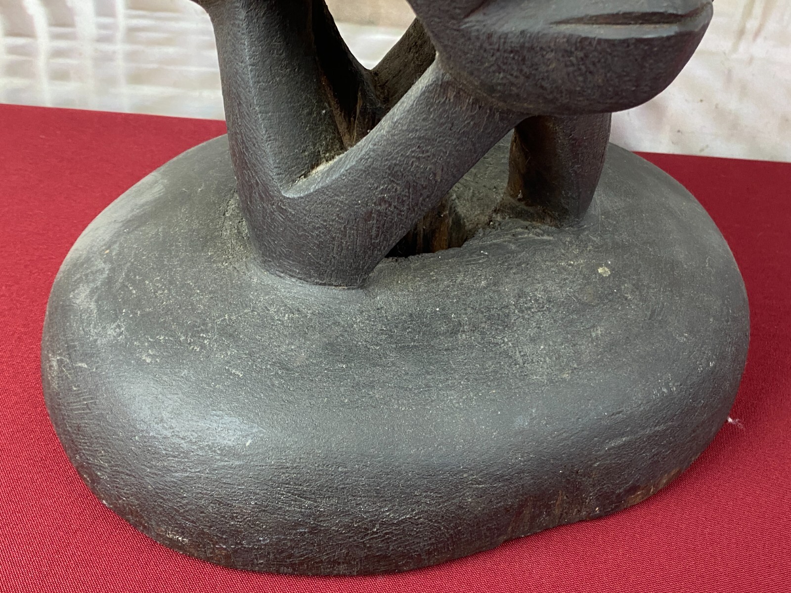 ALTE AFRIKA SKULPTUR HOCKER GESICHTER HOLZ MASSIV HANDGESCHNITZT – Bild 11