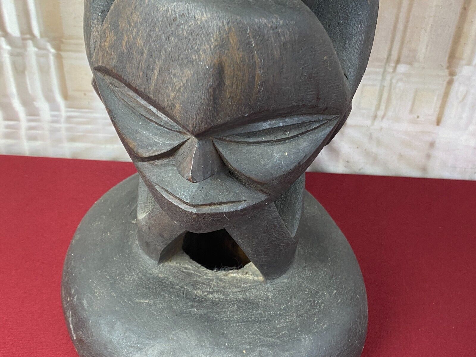 ALTE AFRIKA SKULPTUR HOCKER GESICHTER HOLZ MASSIV HANDGESCHNITZT – Bild 13
