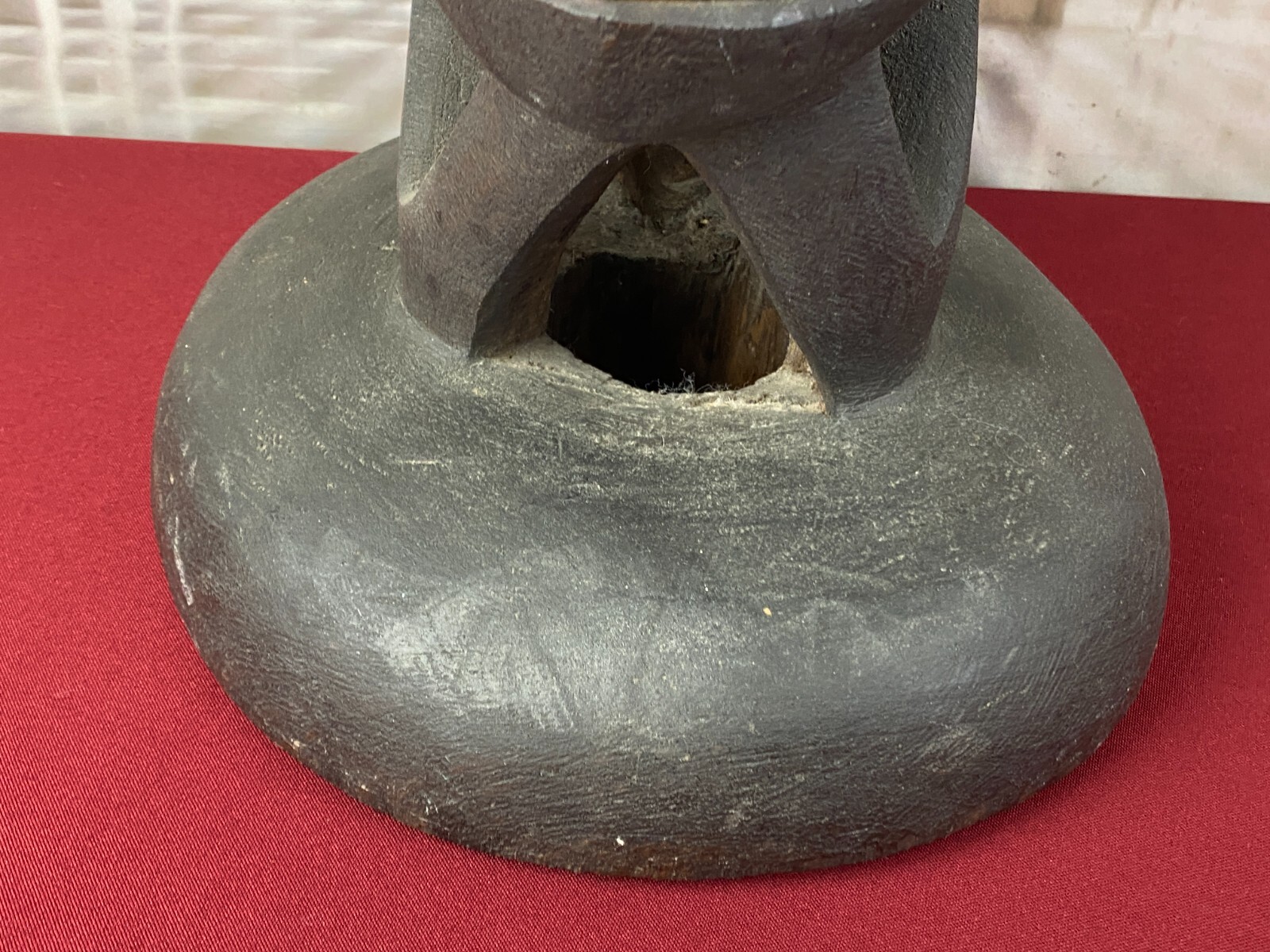 ALTE AFRIKA SKULPTUR HOCKER GESICHTER HOLZ MASSIV HANDGESCHNITZT – Bild 14