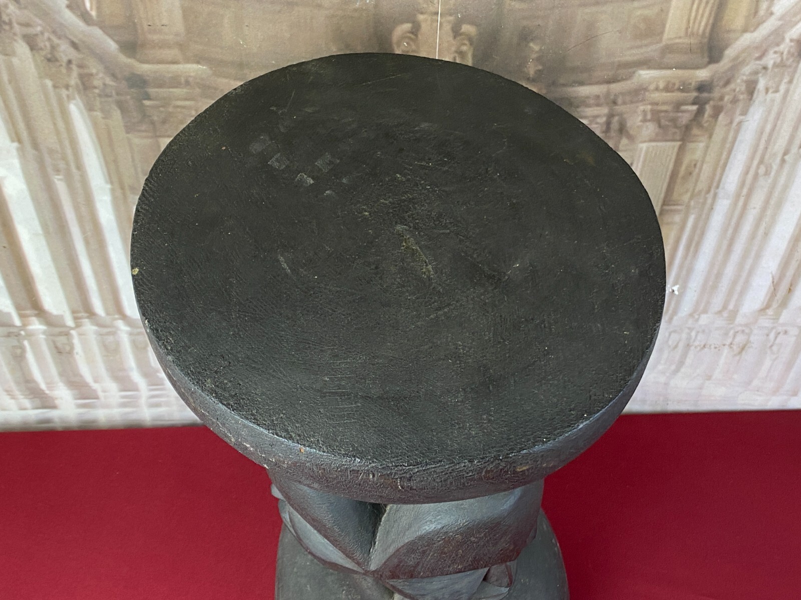 ALTE AFRIKA SKULPTUR HOCKER GESICHTER HOLZ MASSIV HANDGESCHNITZT – Bild 6