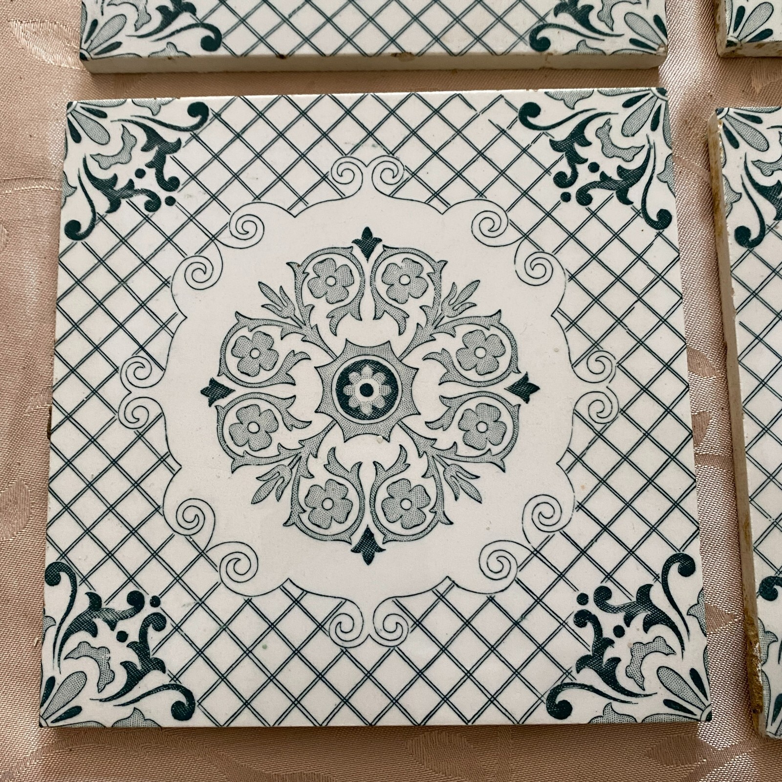 ANTIKE JUGENDSTIL FLIESEN 9 STÜCK SET KACHELN UM 1910 15x15cm AUS KERAMIK – Bild 12