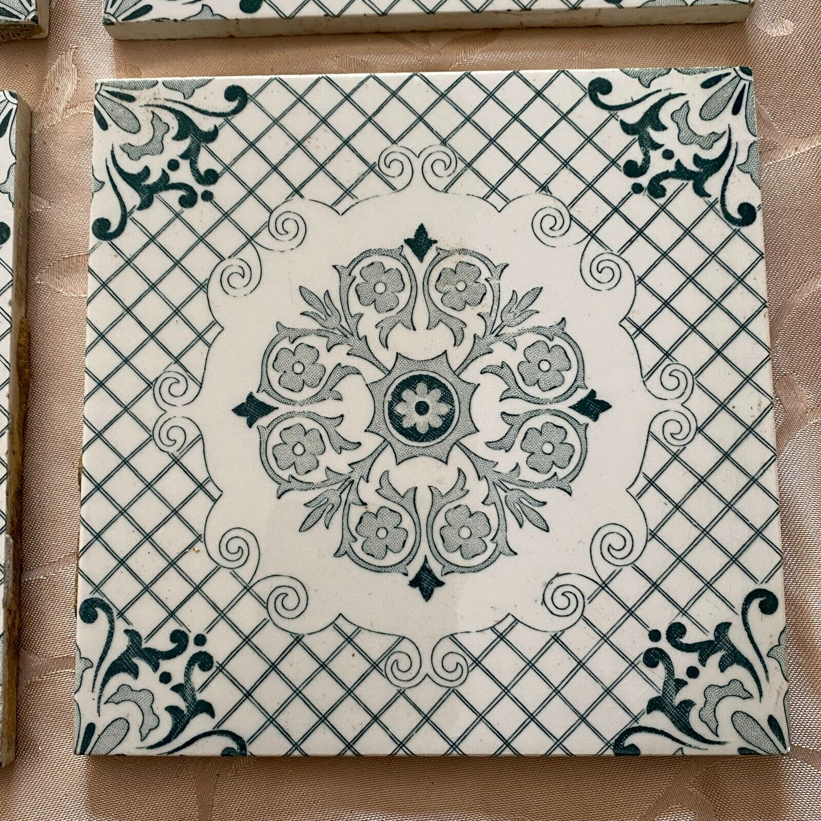 ANTIKE JUGENDSTIL FLIESEN 9 STÜCK SET KACHELN UM 1910 15x15cm AUS KERAMIK – Bild 15