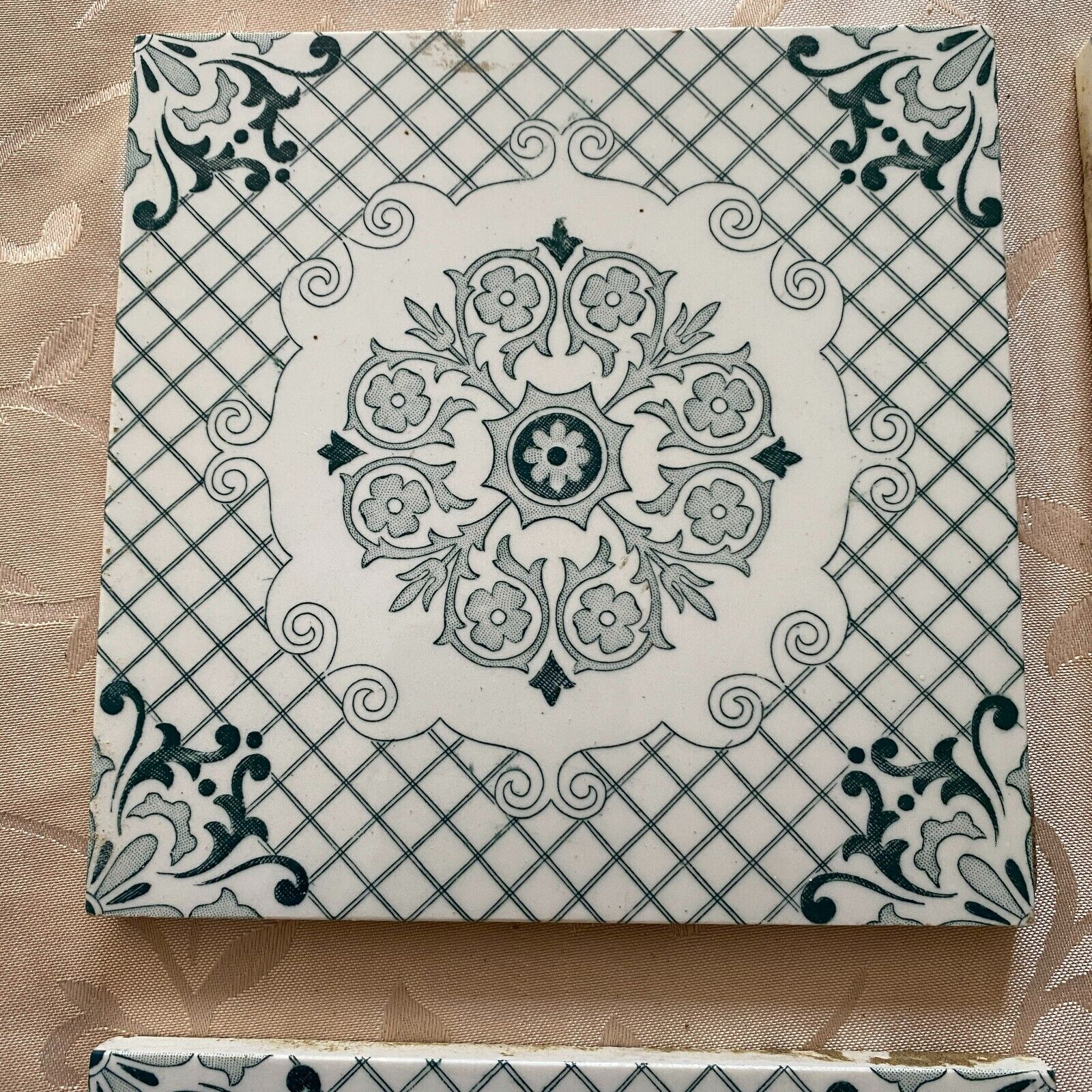 ANTIKE JUGENDSTIL FLIESEN 9 STÜCK SET KACHELN UM 1910 15x15cm AUS KERAMIK – Bild 4