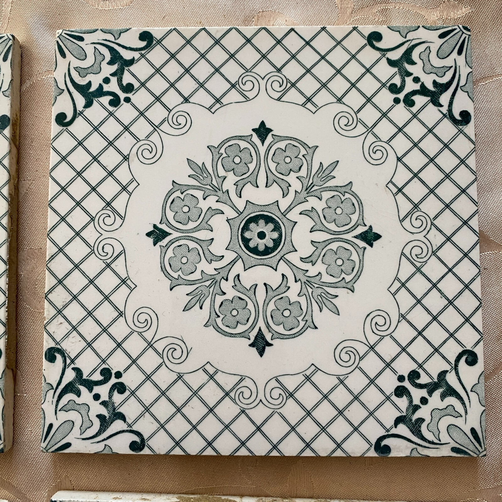 ANTIKE JUGENDSTIL FLIESEN 9 STÜCK SET KACHELN UM 1910 15x15cm AUS KERAMIK – Bild 6