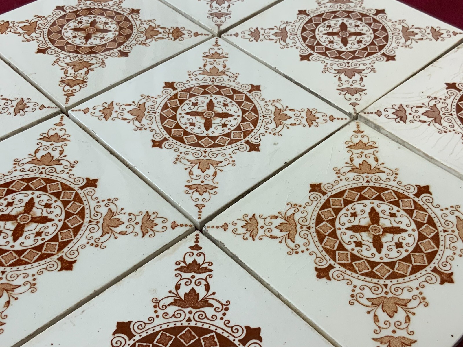 ANTIKE JUGENDSTIL FLIESEN 9 STÜCK SET KACHELN UM 1910 15x15cm AUS KERAMIK – Bild 5