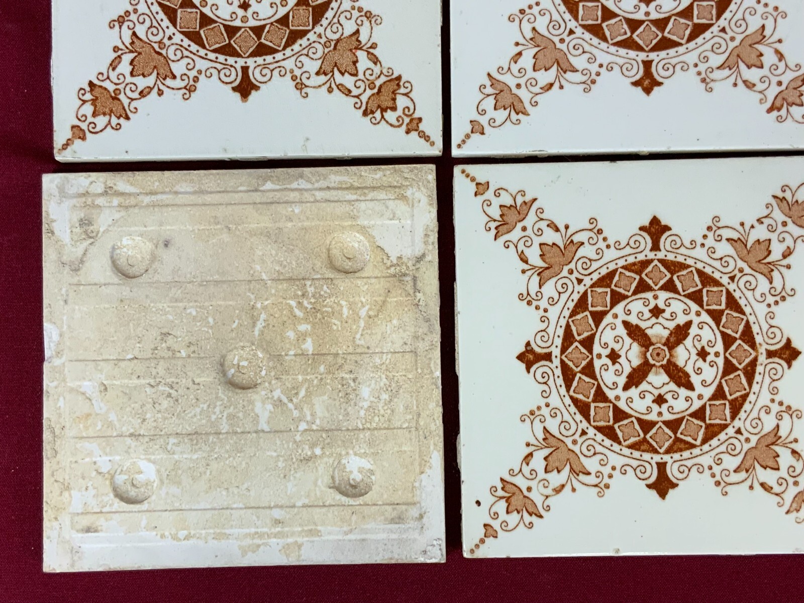 ANTIKE JUGENDSTIL FLIESEN 9 STÜCK SET KACHELN UM 1910 15x15cm AUS KERAMIK – Bild 7