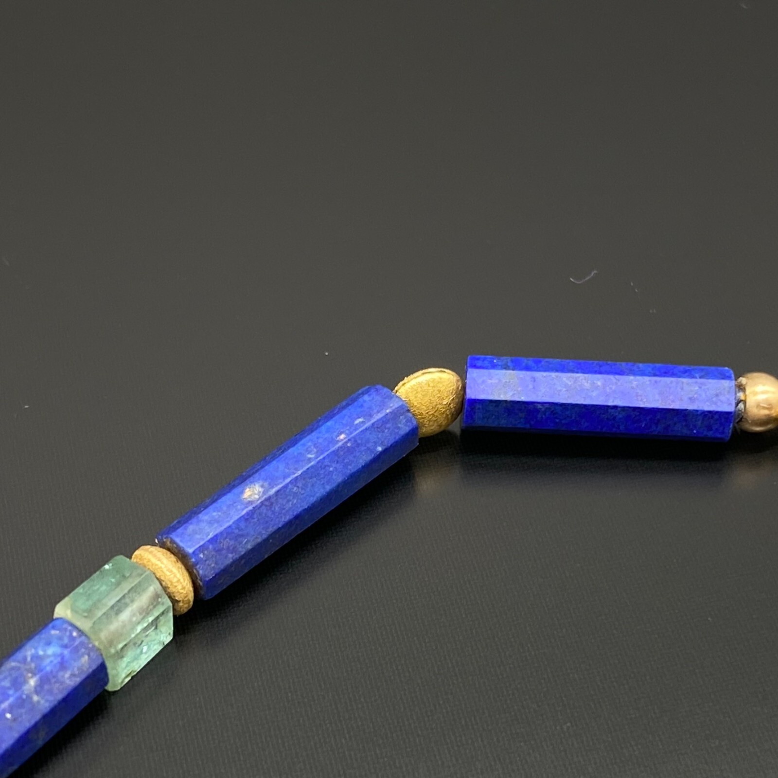 WUNDERVOLLE KETTE GELBGOLD 750 LAPIS LAZULI SMARAGDE SPINELL 36,5cm – Bild 12