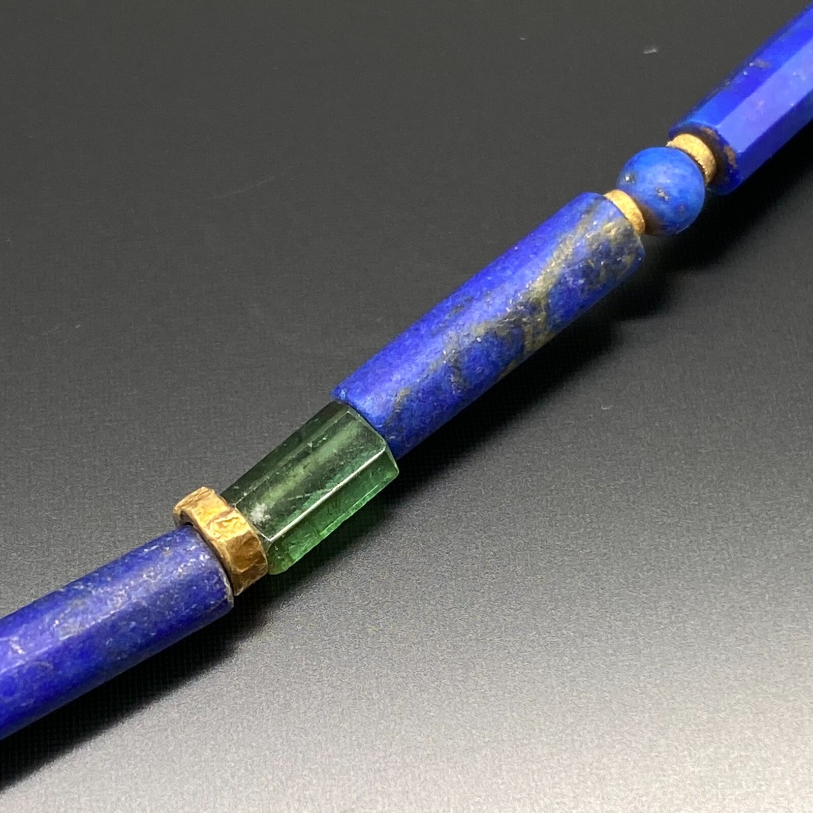 WUNDERVOLLE KETTE GELBGOLD 750 LAPIS LAZULI SMARAGDE SPINELL 36,5cm – Bild 6
