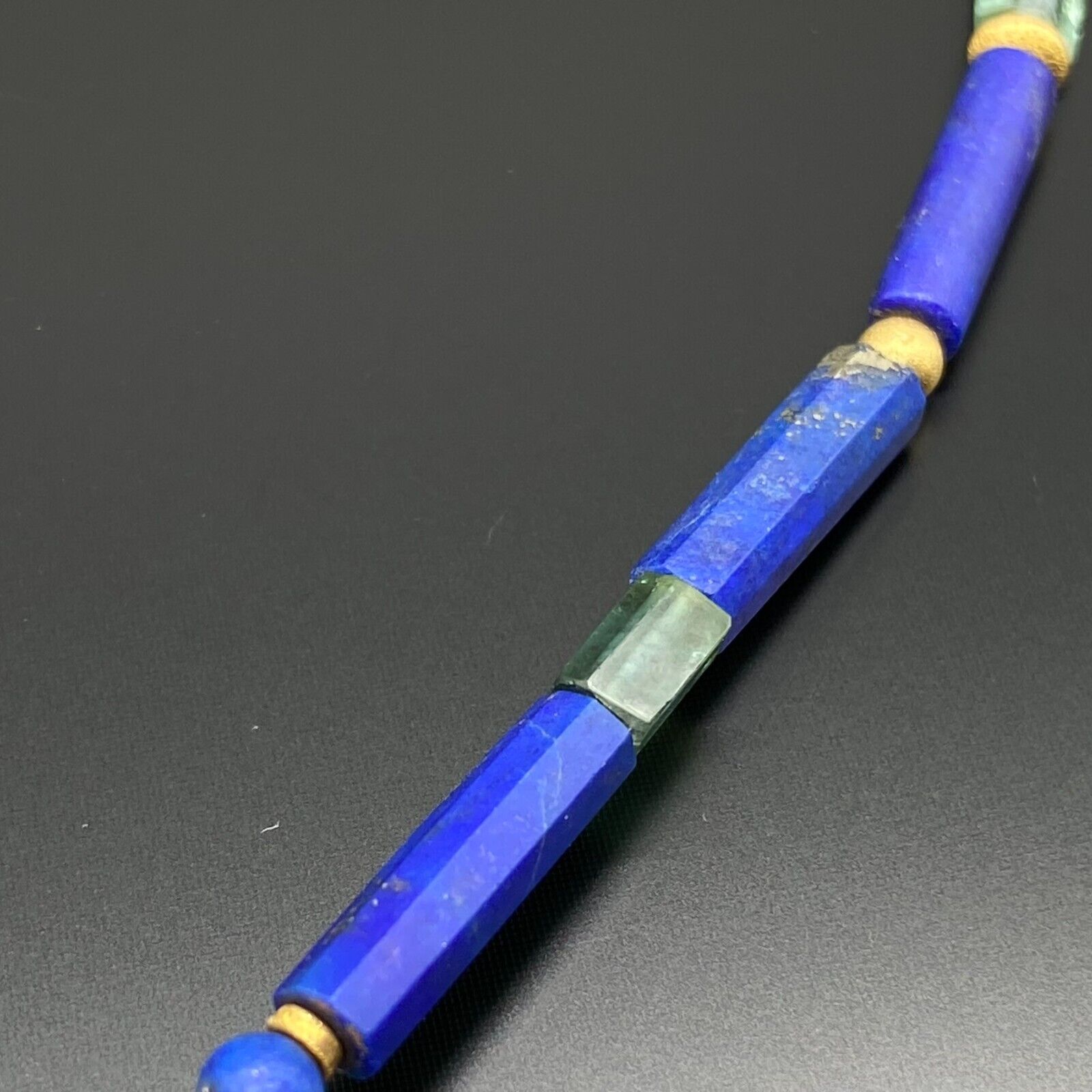 WUNDERVOLLE KETTE GELBGOLD 750 LAPIS LAZULI SMARAGDE SPINELL 36,5cm – Bild 7