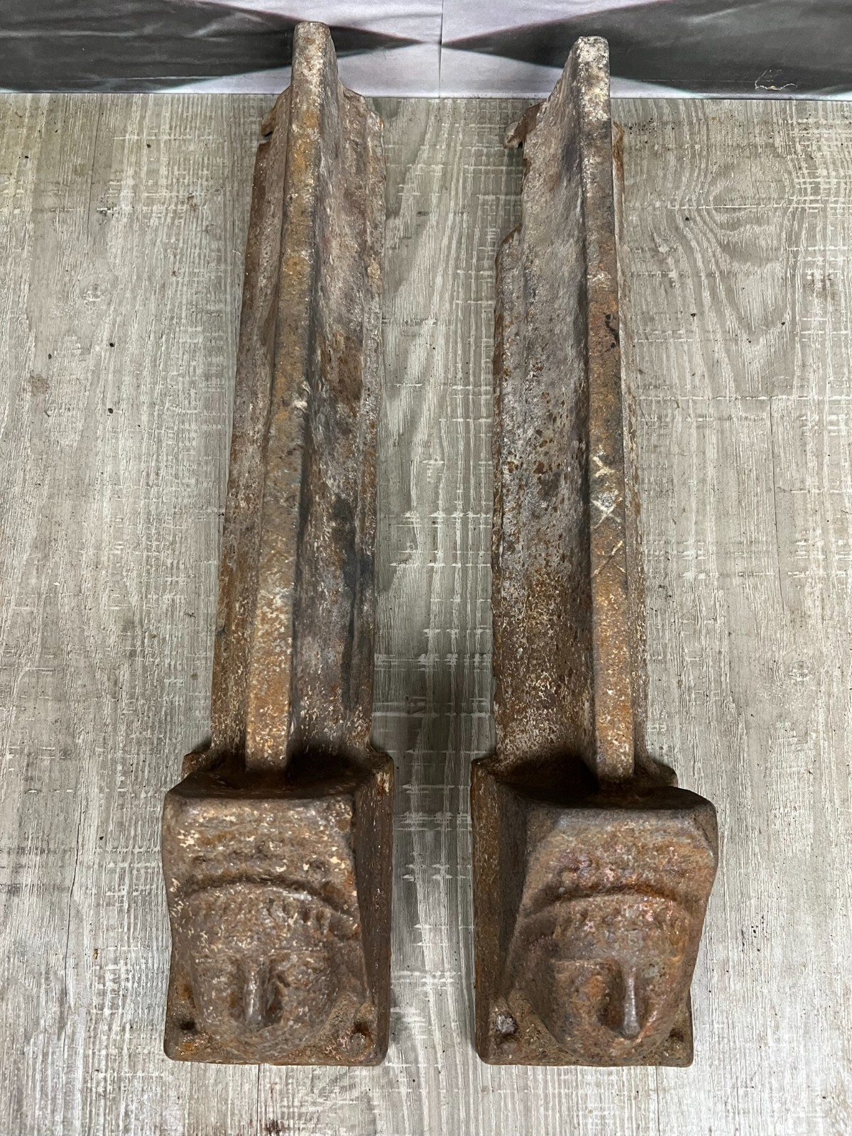 ANTIKE KAMINBÖCKE AUS EISEN 19 TES JHDT EMPIRE STIL – Bild 3