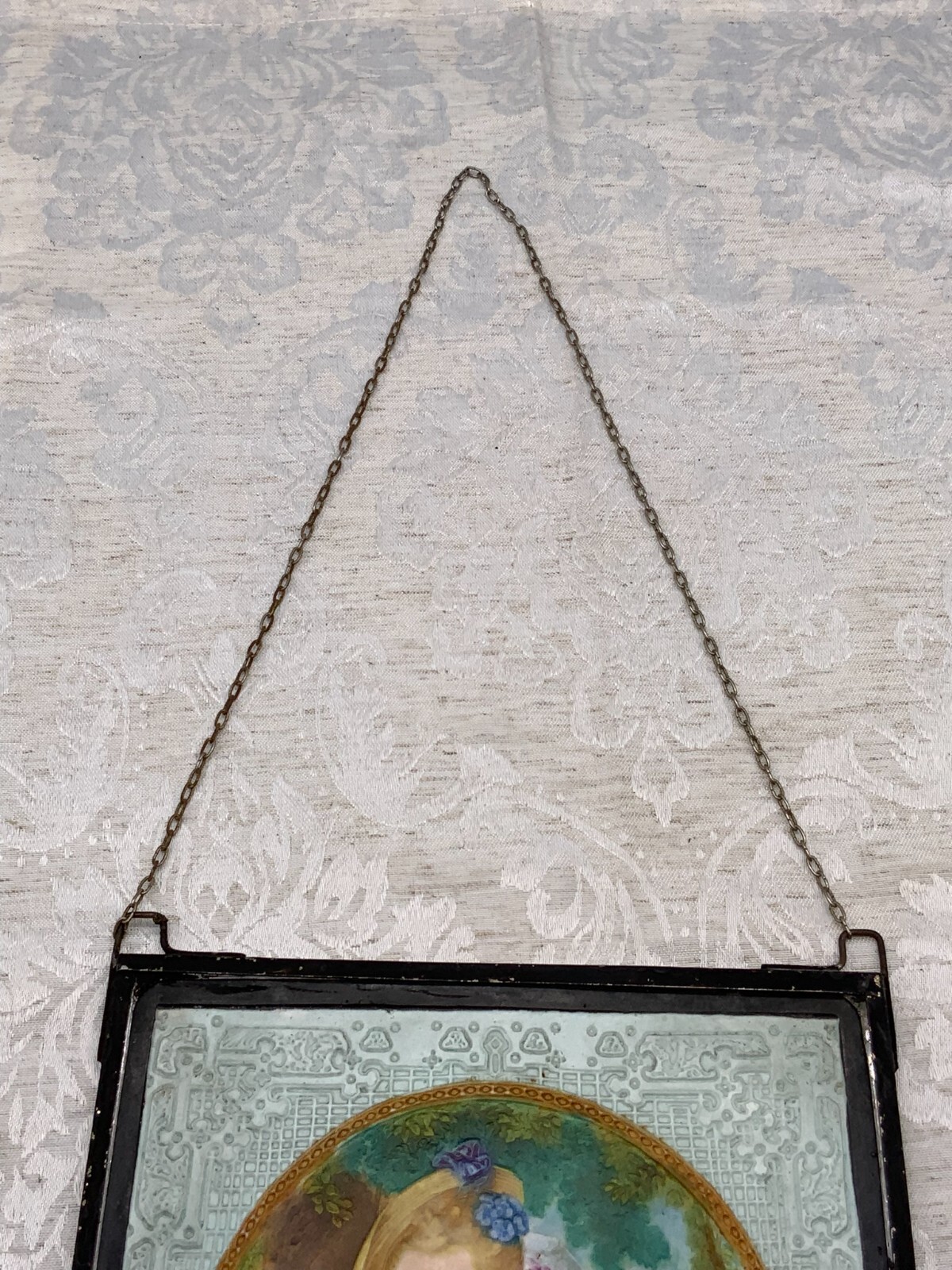 PORZELLAN PLAKETTE HANDBEMALT GALANTE DAMEN METALLRAHMEN – Bild 18