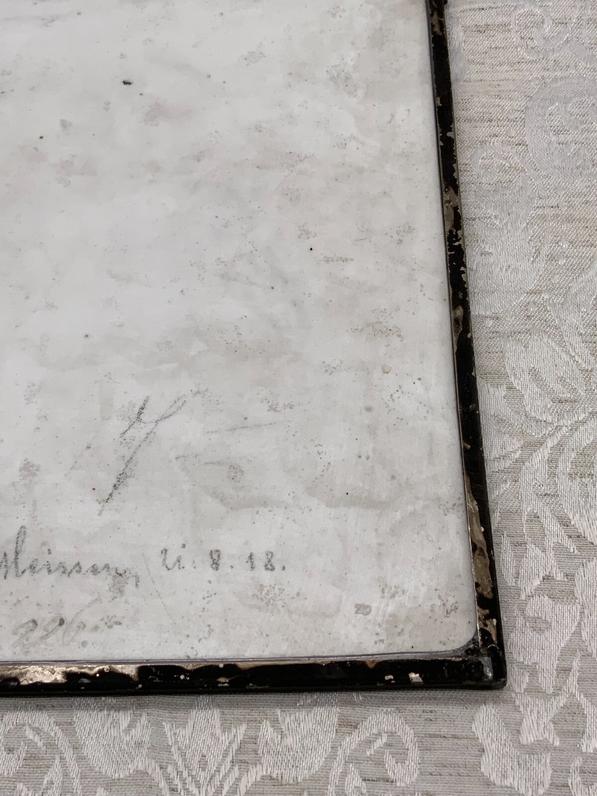 PORZELLAN PLAKETTE HANDBEMALT GALANTE DAMEN METALLRAHMEN – Bild 24