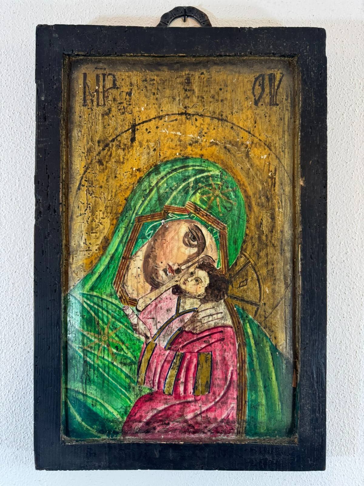 ANTIKE RUSSISCHE IKONE MADONNA MIT KIND WOHL 19 TES JHDT