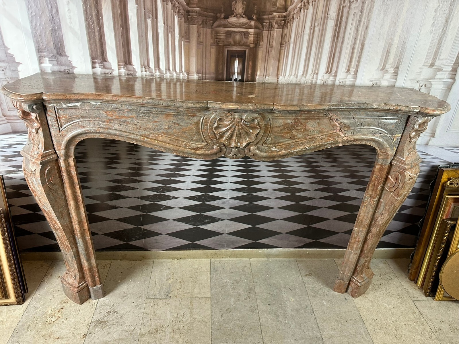 ANTIKE KAMINUMRANDUNG MARMOR KAMIN UMRANDUNG UM 1880 LOUIS XV KAMINVERKLEIDUNG