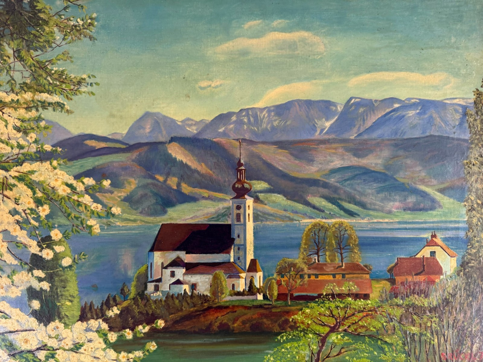 ÖLGEMÄLDE GERAHMT LANDSCHAFT ZELL AM SEE SIGNIERT BRÜCKL