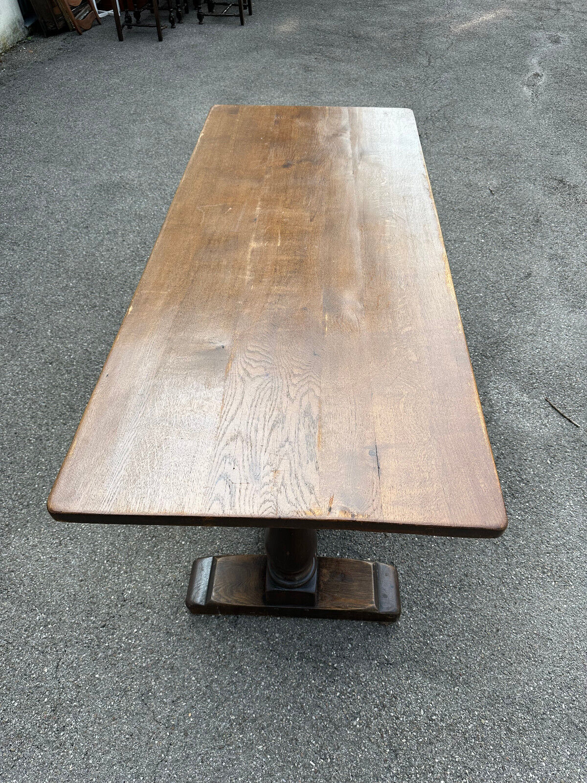 LANDHAUS ESSTISCH ALTER TISCH AUS EICHE MASSIV GEARBEITET 169x72cm – Bild 3