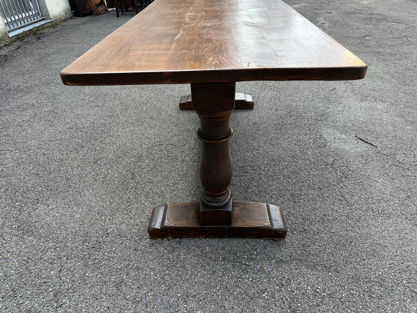 LANDHAUS ESSTISCH ALTER TISCH AUS EICHE MASSIV GEARBEITET 169x72cm – Bild 4