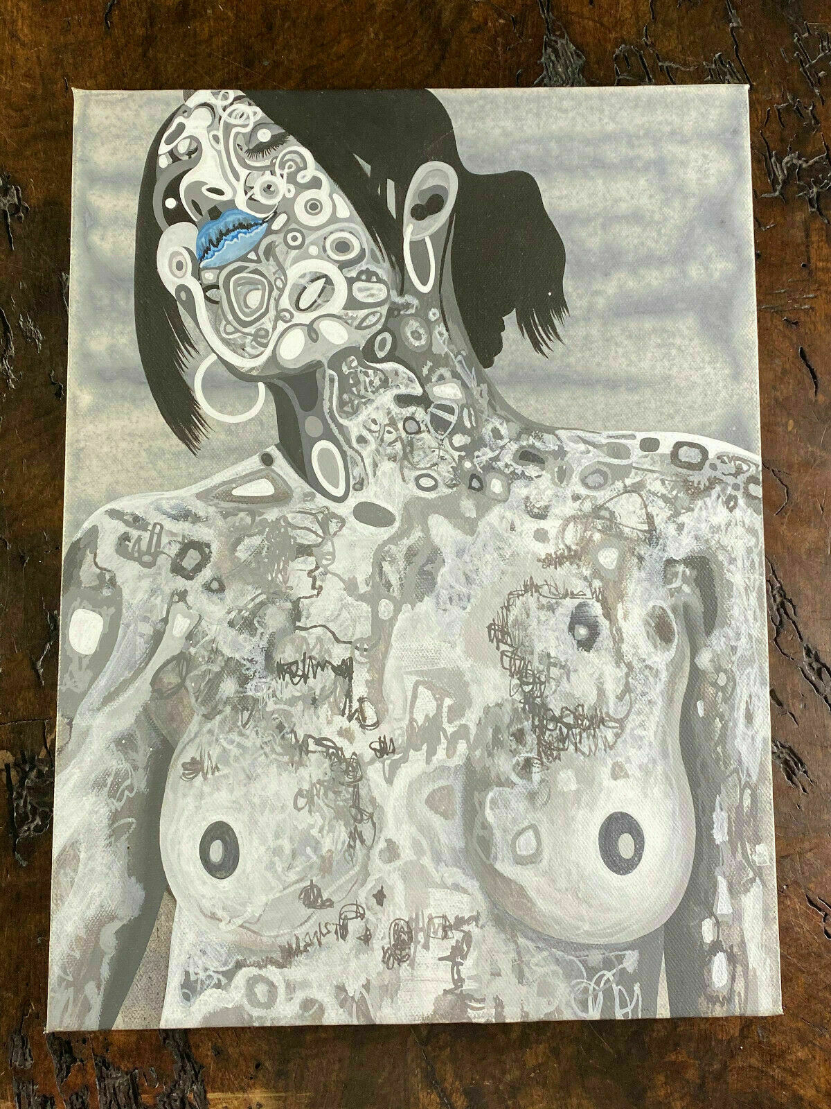 ACRYLGEMÄLDE AKT EROTIK PORTRAIT EINER FRAU MIT ZERTIFIKAT CHRISTOPHER STURMER – Bild 3