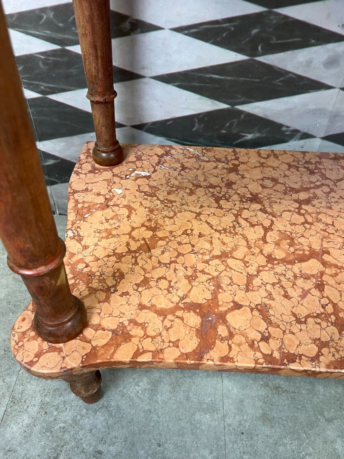 ANTIKER WASCHTISCH BEISTELLTISCH KONSOLE ITALIEN 1890 MARMOR ROSSO VERONA – Bild 14