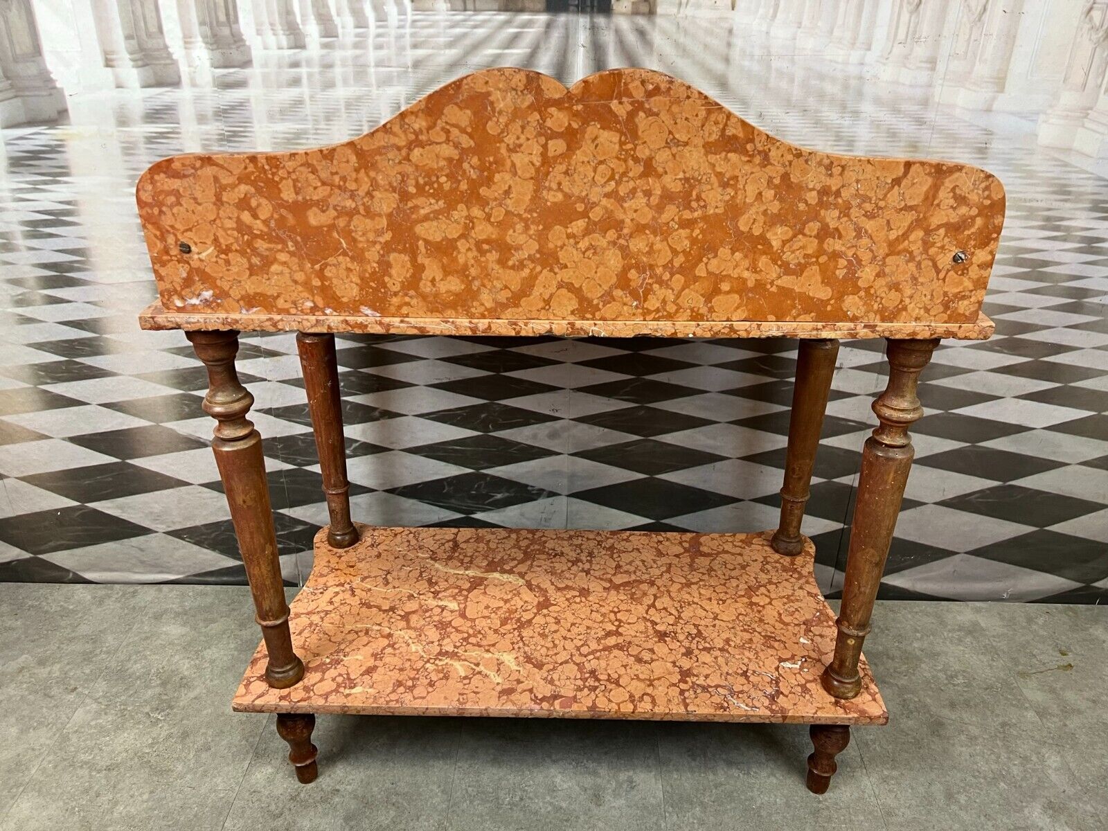 ANTIKER WASCHTISCH BEISTELLTISCH KONSOLE ITALIEN 1890 MARMOR ROSSO VERONA – Bild 20