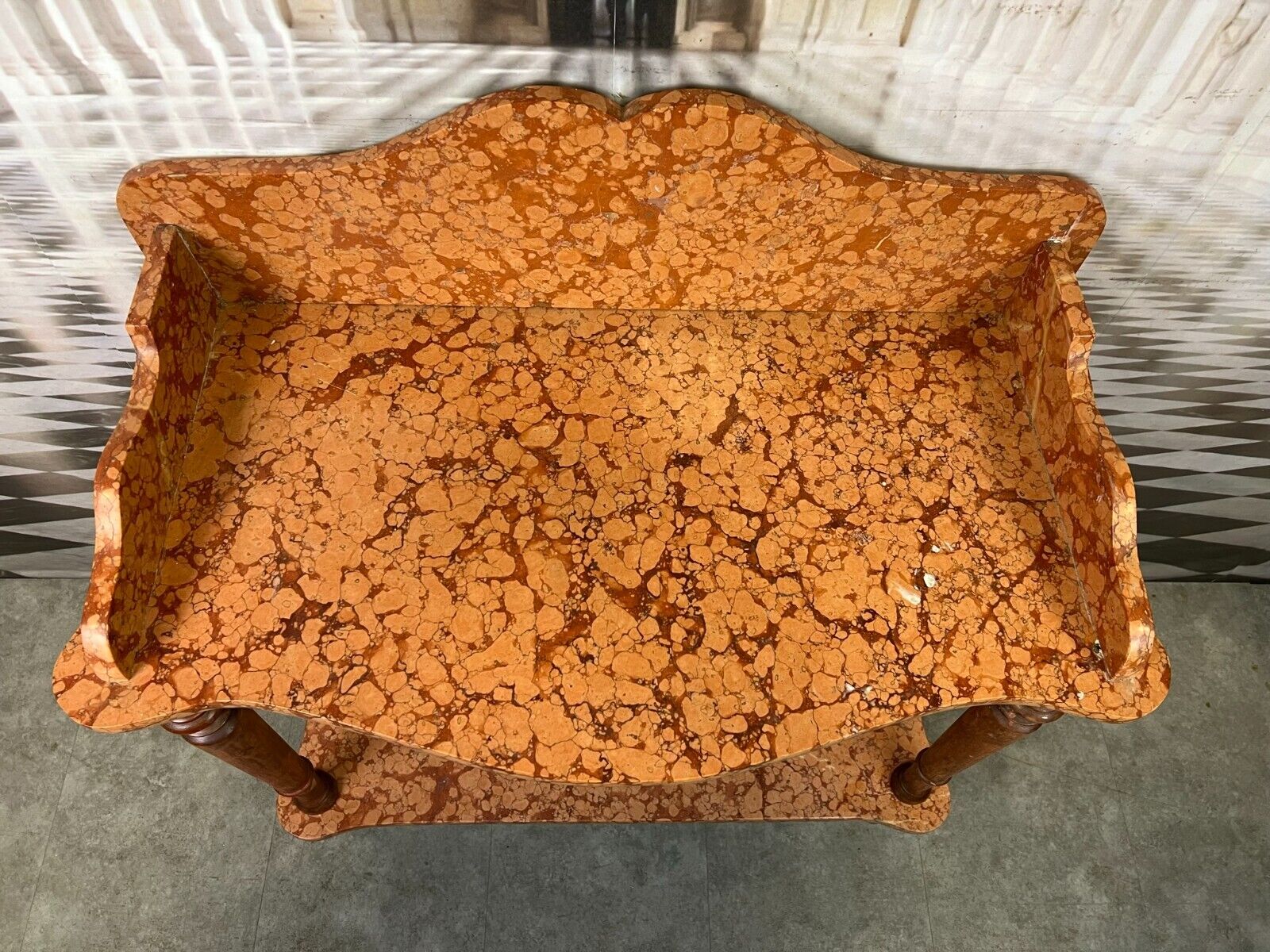 ANTIKER WASCHTISCH BEISTELLTISCH KONSOLE ITALIEN 1890 MARMOR ROSSO VERONA – Bild 3