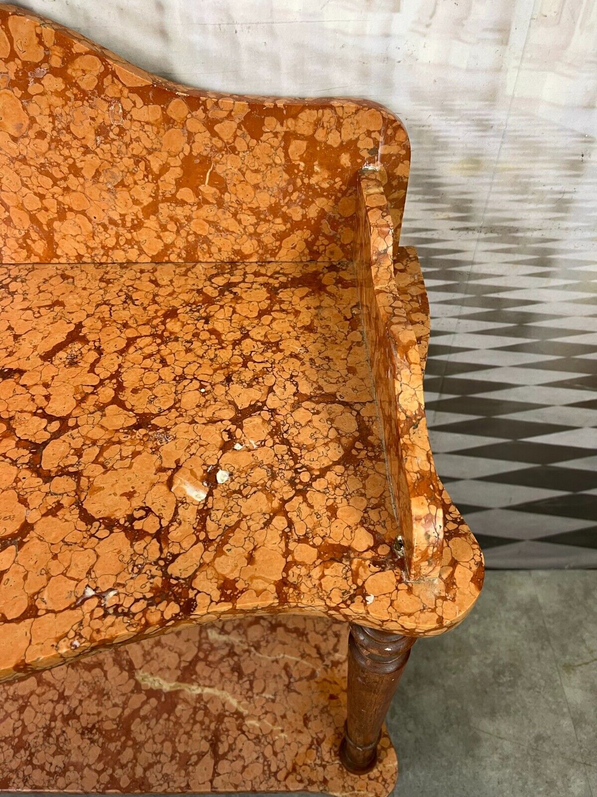 ANTIKER WASCHTISCH BEISTELLTISCH KONSOLE ITALIEN 1890 MARMOR ROSSO VERONA – Bild 6