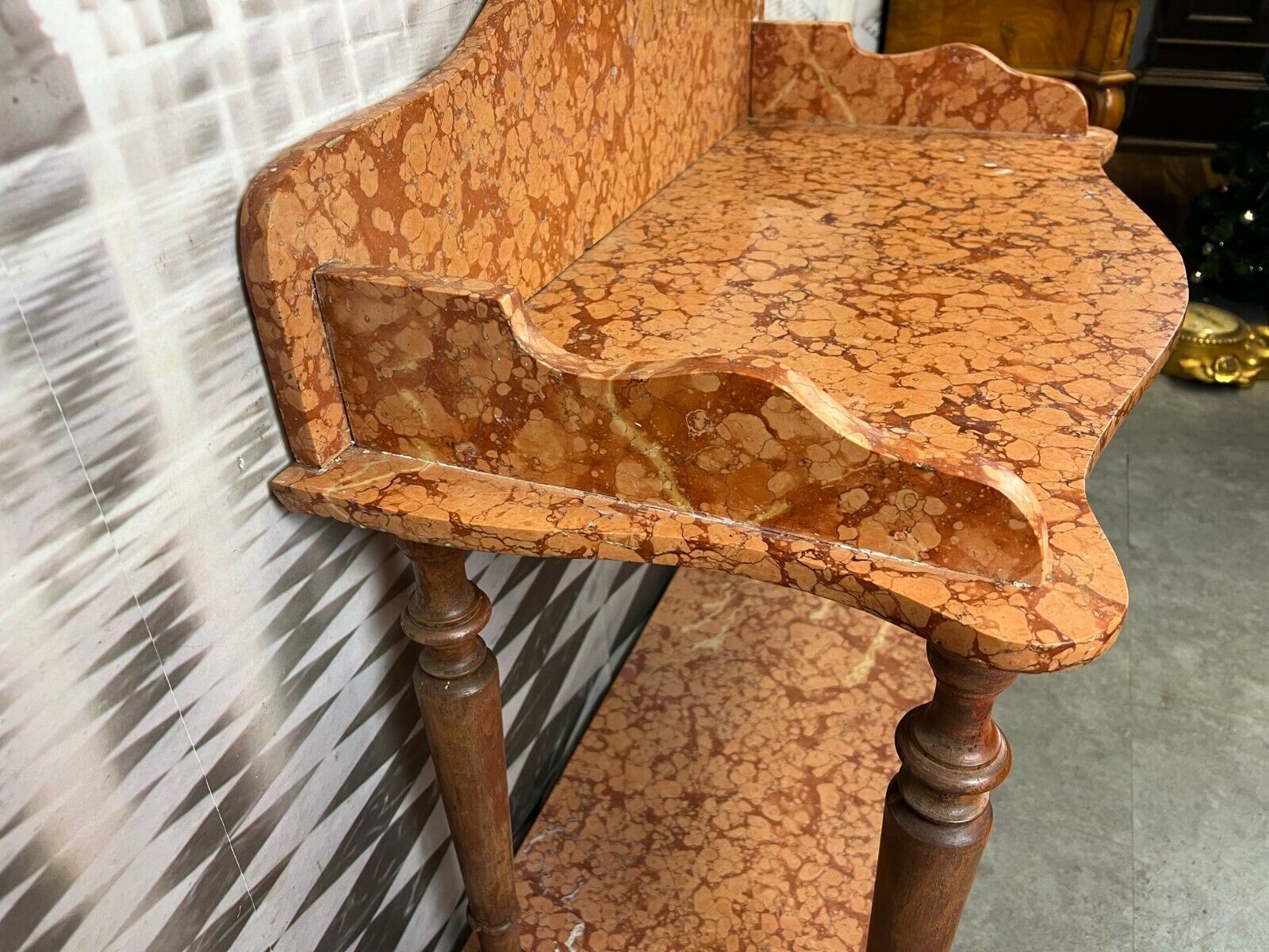 ANTIKER WASCHTISCH BEISTELLTISCH KONSOLE ITALIEN 1890 MARMOR ROSSO VERONA – Bild 9