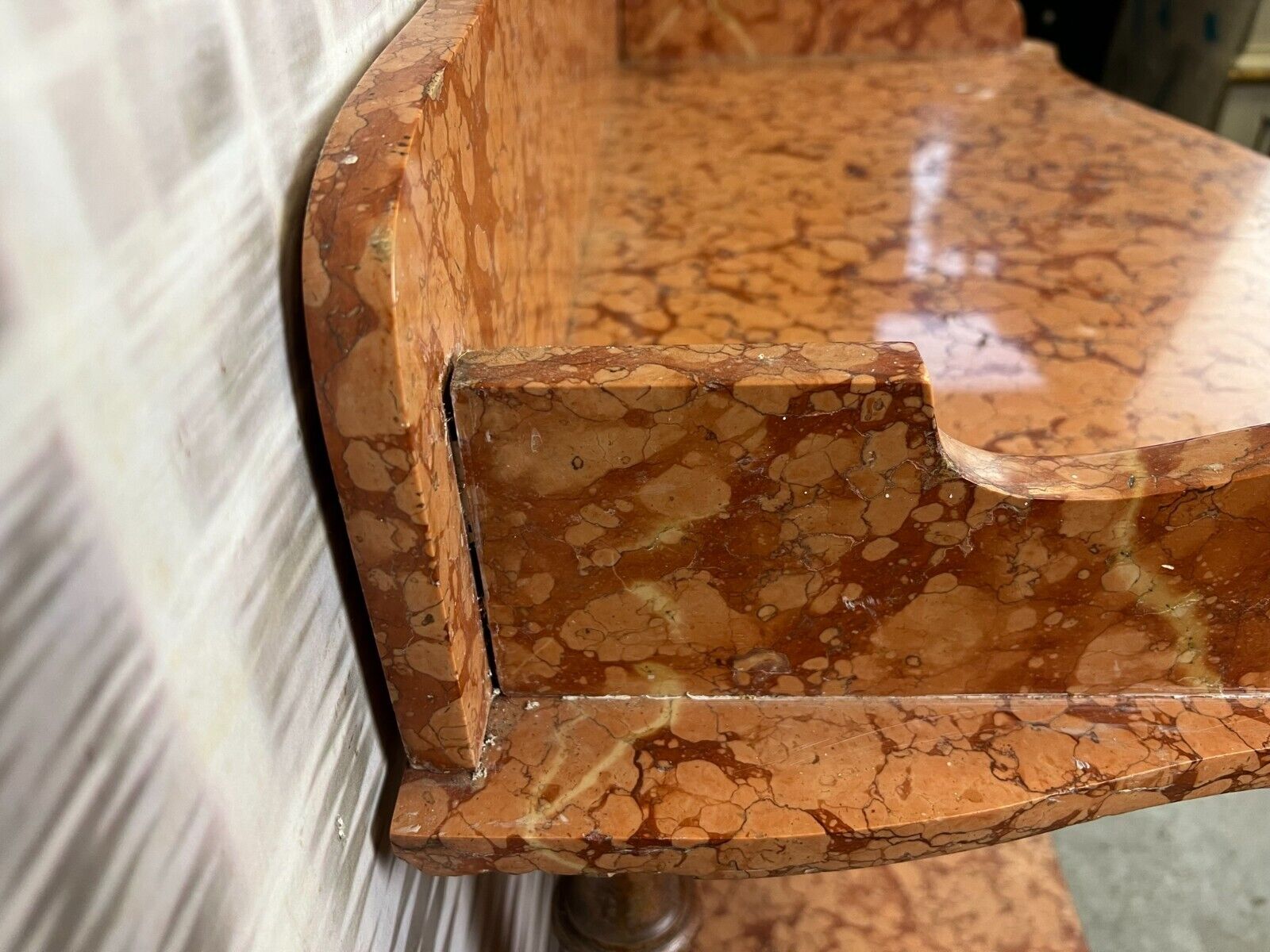 ANTIKER WASCHTISCH BEISTELLTISCH KONSOLE ITALIEN 1890 MARMOR ROSSO VERONA – Bild 10