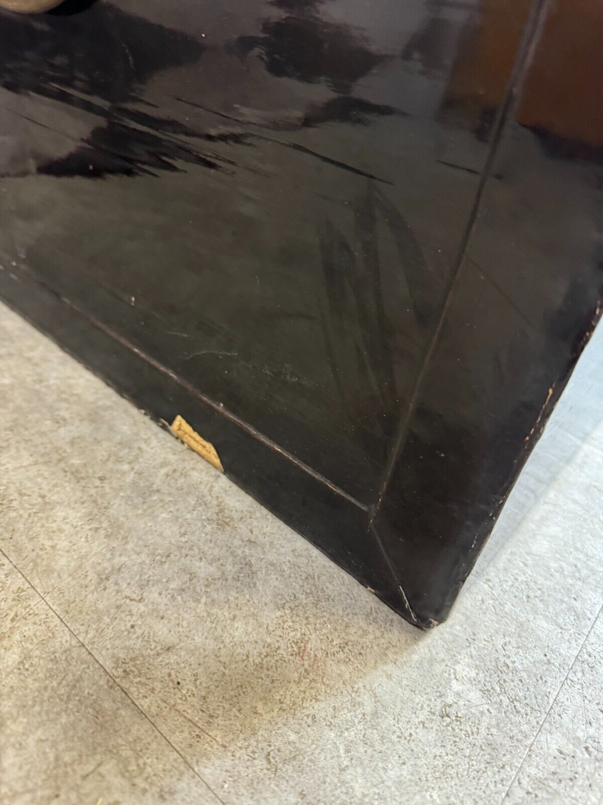 CHINA TRUHE REISETRUHE HOLZ SCHWARZ LACKIERT MESSING BESCHLÄGE – Bild 7