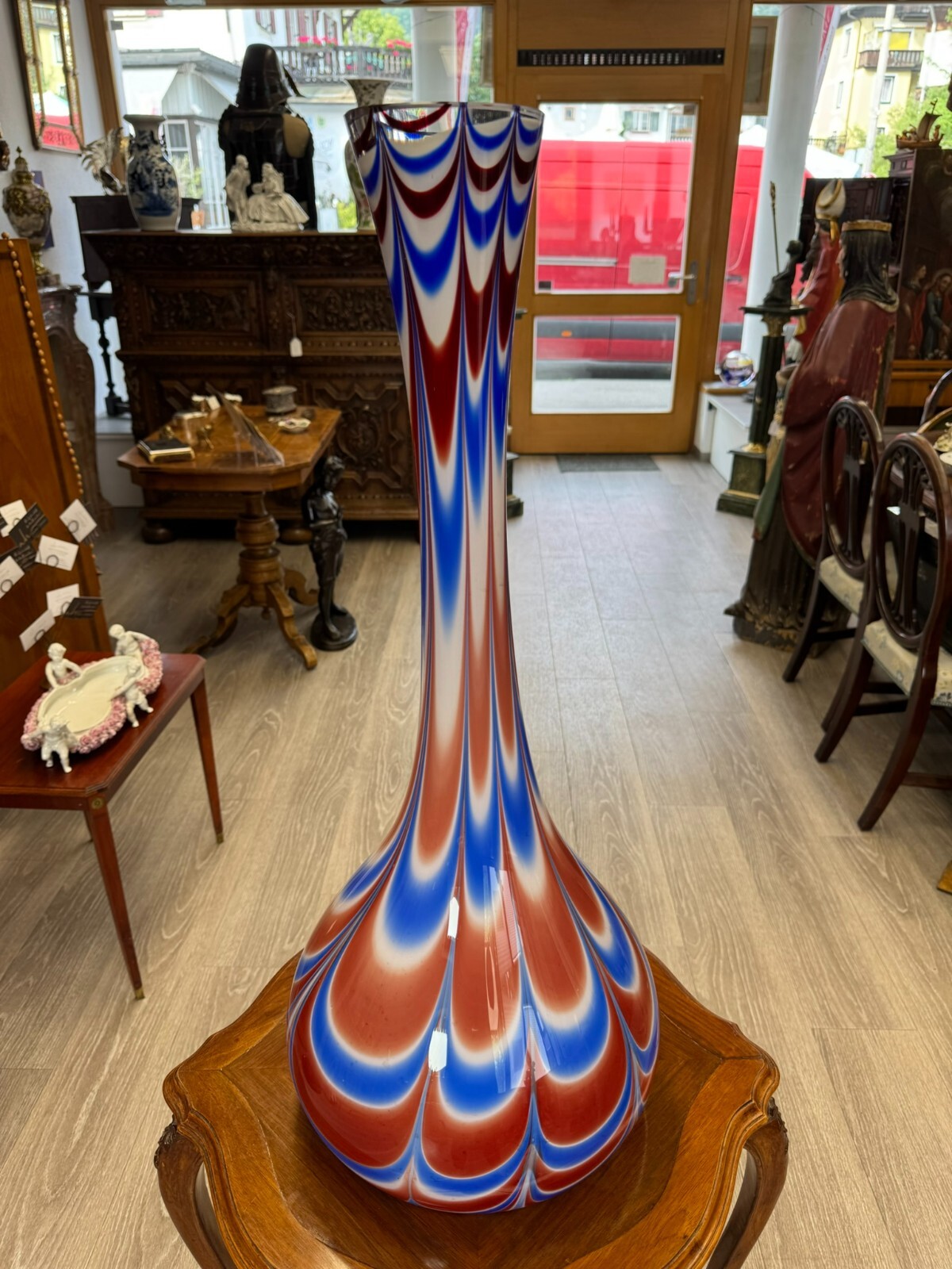 VINTAGE BODENVASE GROSSE VASE AUS GLAS LOLLIPOP SPACE AGE SCHOTT ZWIESEL 79x32cm