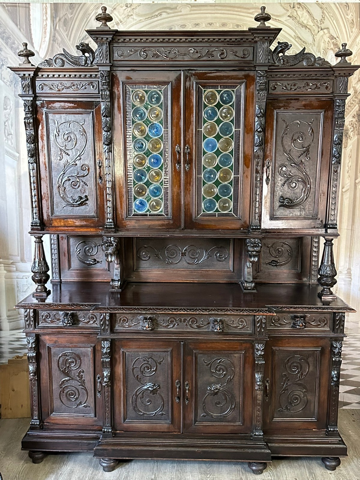 KAPITALES ANTIKES NEO RENAISSANCE BUFFET SCHRANK ITALIEN 19 TES JHDT FRATZEN