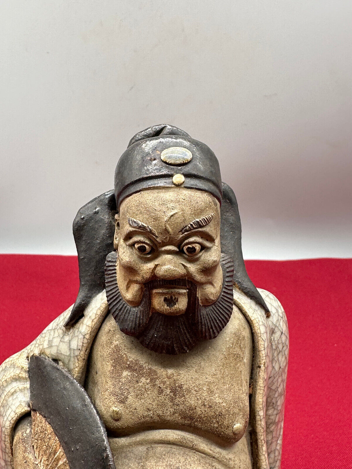 ANTIKE CHINESISCHE FIGUR AUS TON MIT GLASUR ZHONGLI QUAN CHINA 18/19 TES JHDT – Bild 3