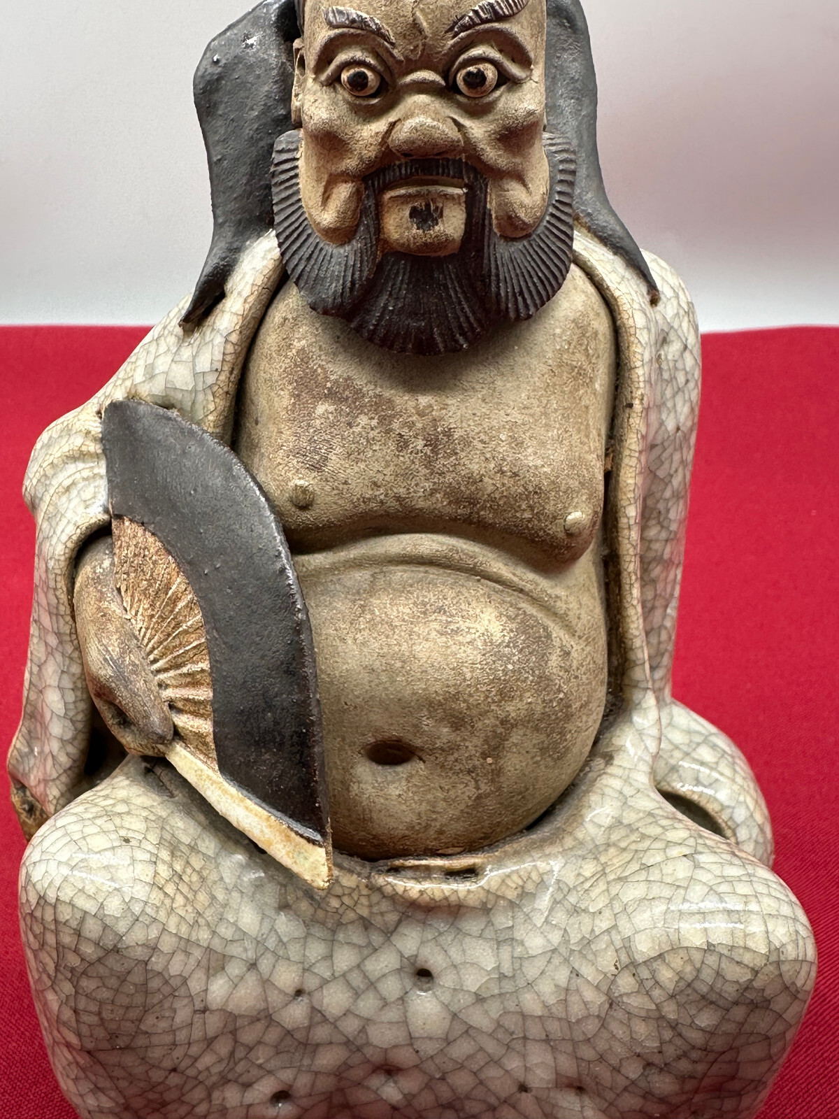ANTIKE CHINESISCHE FIGUR AUS TON MIT GLASUR ZHONGLI QUAN CHINA 18/19 TES JHDT – Bild 4