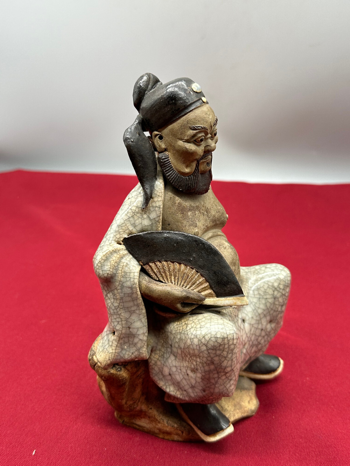 ANTIKE CHINESISCHE FIGUR AUS TON MIT GLASUR ZHONGLI QUAN CHINA 18/19 TES JHDT – Bild 6