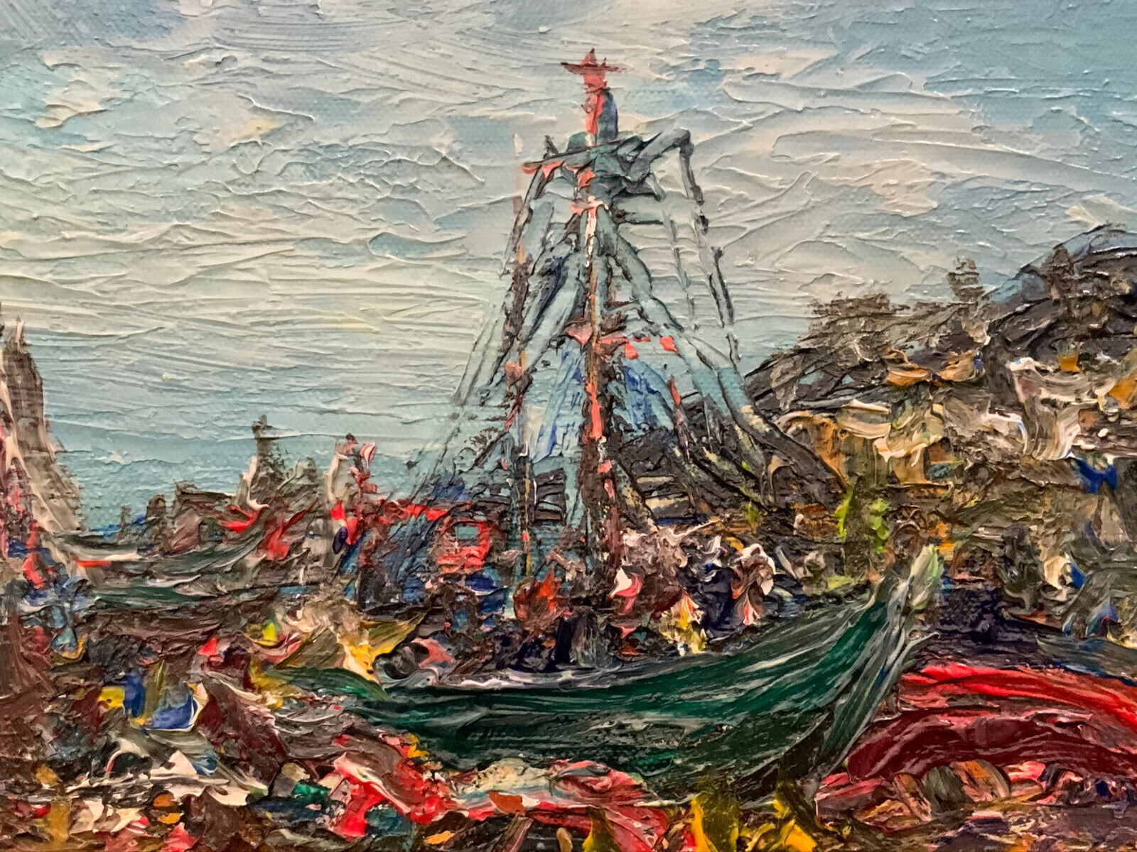 W.H. Unger - Hafen von Pozuoli - Öl auf Leinwand 25x20cm – Bild 5