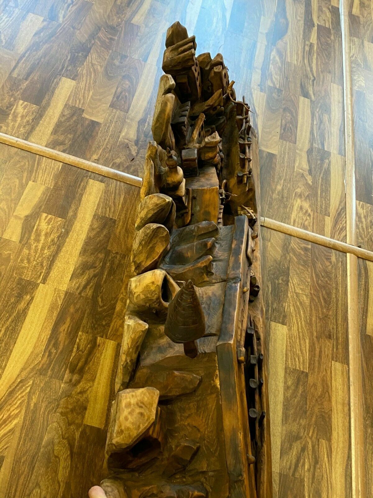 MASSIVE SCHNITZEREI BERGDORF MONOGRAMMIERT 150cm ALPENLAND – Bild 7