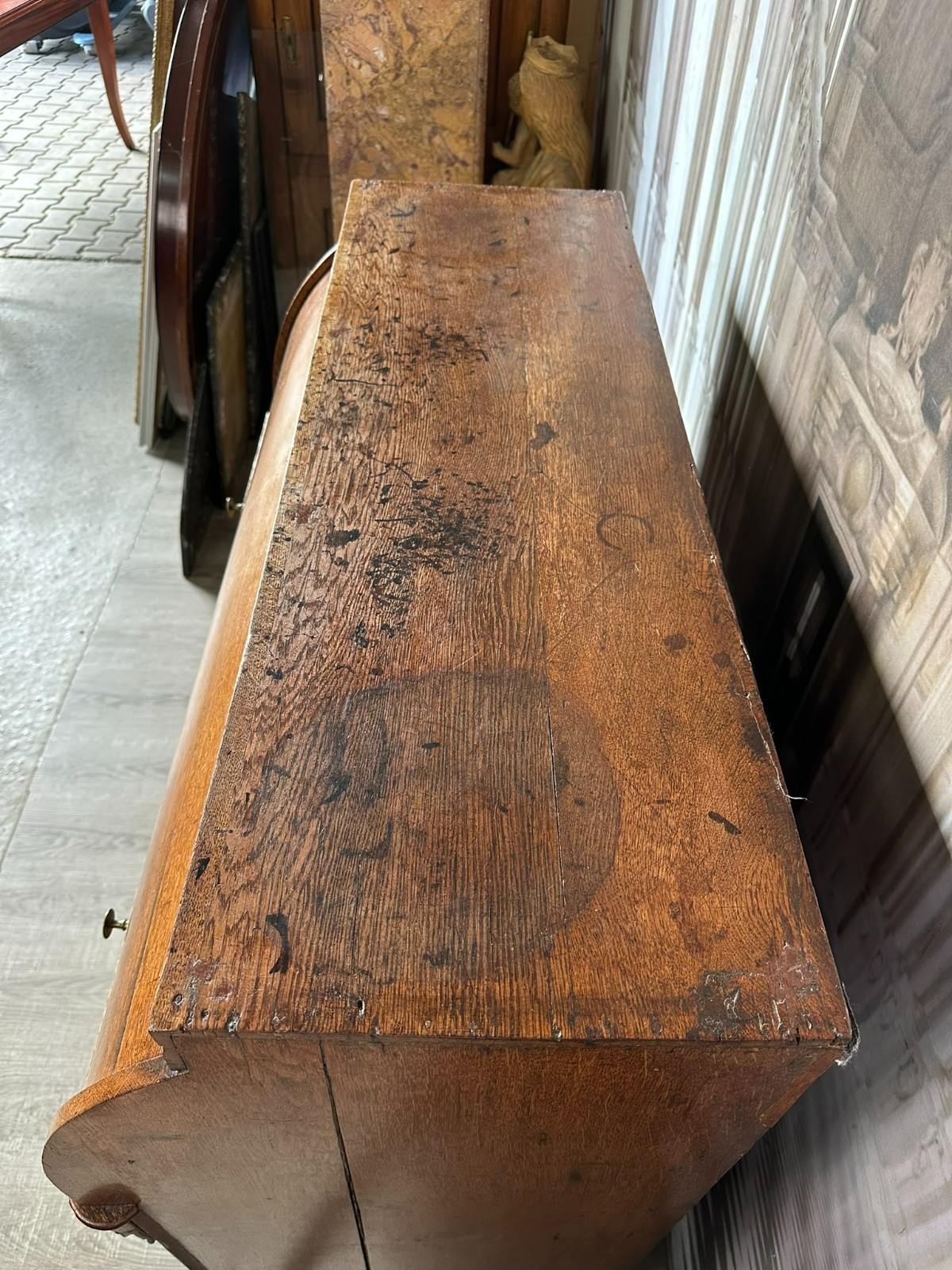 ANTIKER LOUIS SEIZE ZYLINDERSCHREIBTISCH SEKRETÄR AUS EICHE UM 1780 ROLLSEKRETÄR – Bild 6