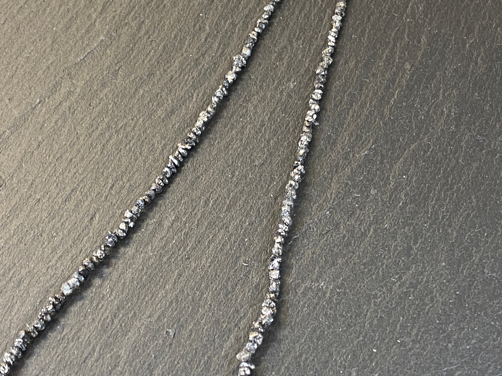 HALSKETTE KETTE AUS ROHEN DIAMANTEN 47cm LANG VERSCHLUSS 14K GELBGOLD – Bild 3