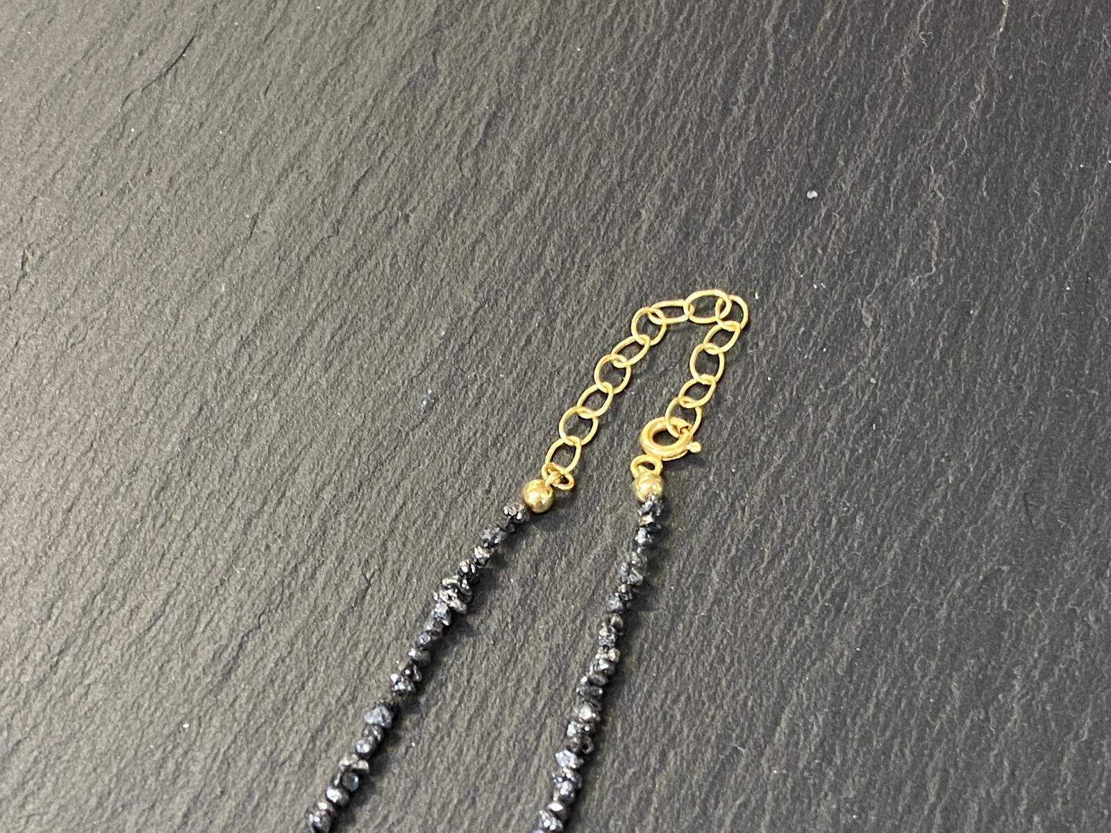 HALSKETTE KETTE AUS ROHEN DIAMANTEN 47cm LANG VERSCHLUSS 14K GELBGOLD – Bild 4