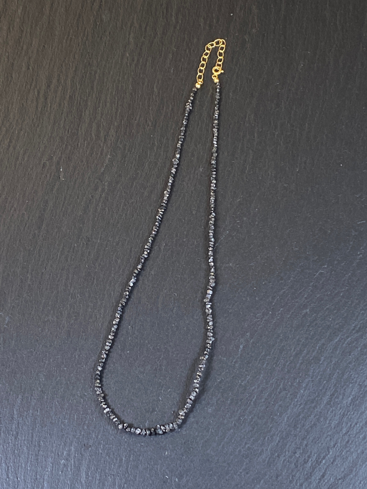 HALSKETTE KETTE AUS ROHEN DIAMANTEN 47cm LANG VERSCHLUSS 14K GELBGOLD – Bild 5