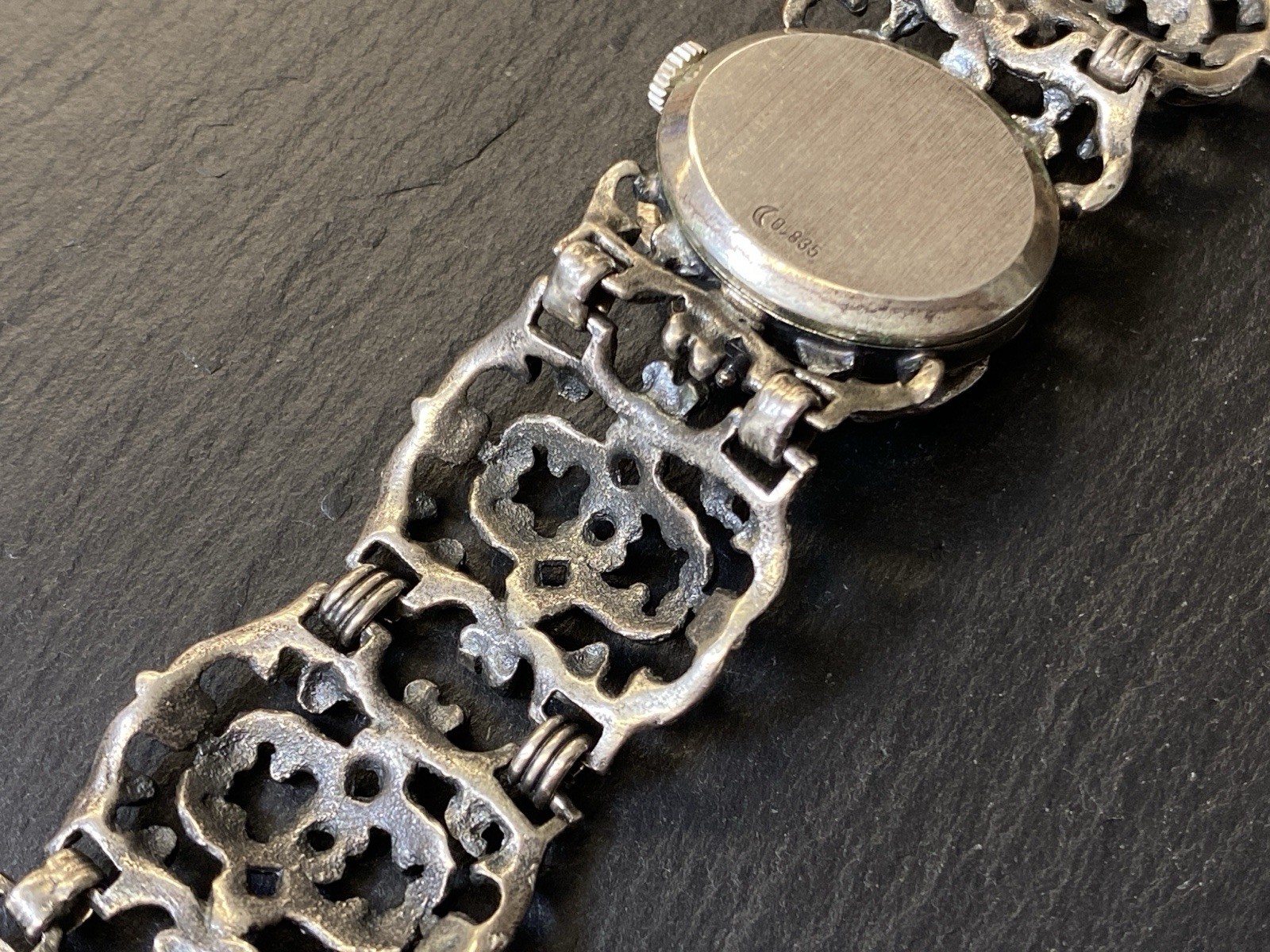 ANTIKES ARMBAND ARMBANDUHR UHR 835 SILBER FILIGRANES DEKOR – Bild 13