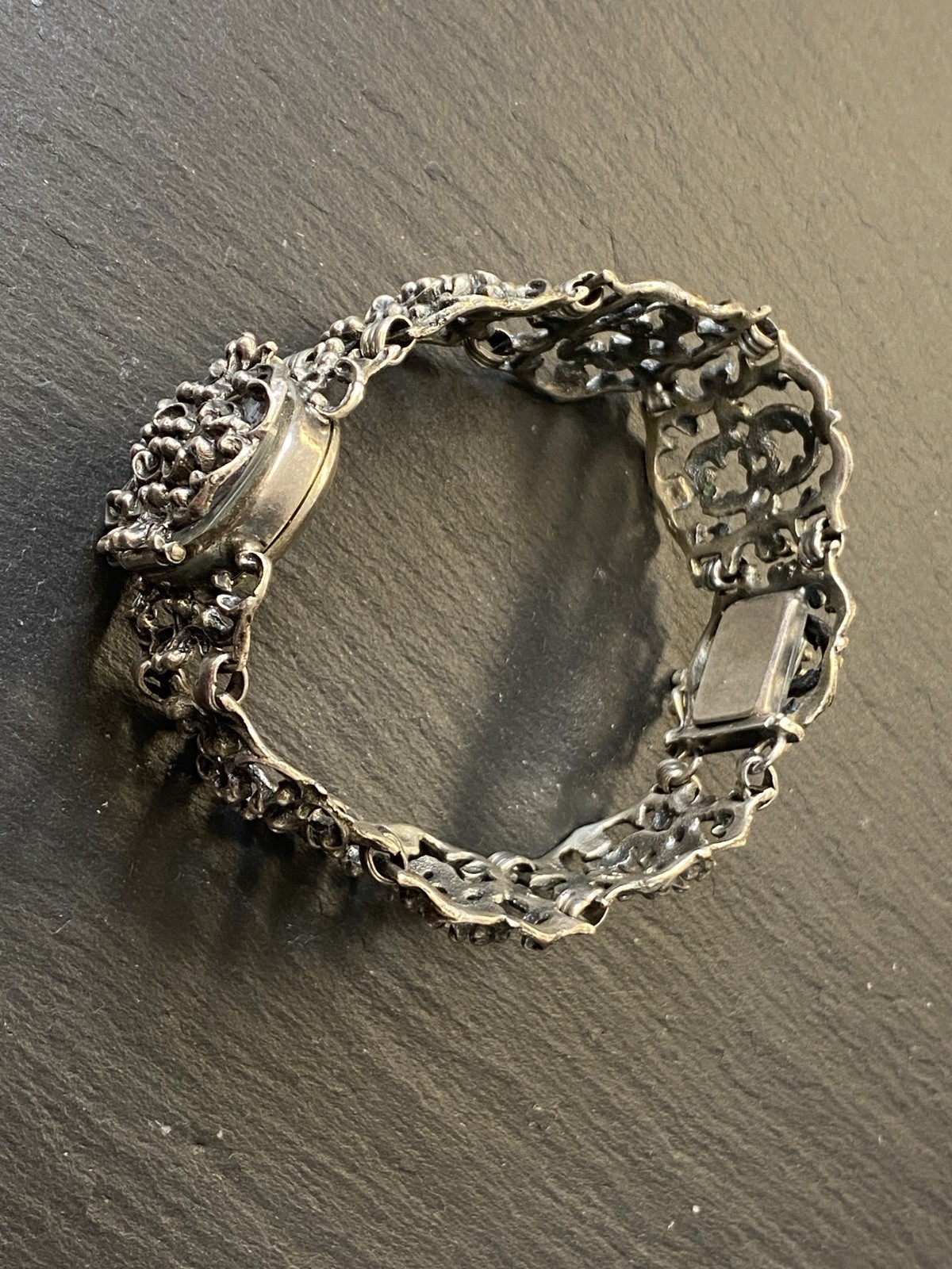 ANTIKES ARMBAND ARMBANDUHR UHR 835 SILBER FILIGRANES DEKOR – Bild 5