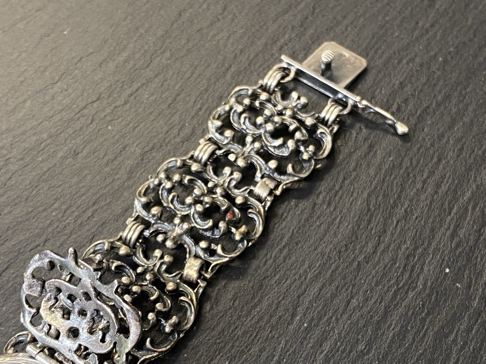 ANTIKES ARMBAND ARMBANDUHR UHR 835 SILBER FILIGRANES DEKOR – Bild 6