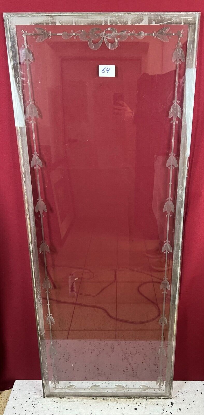 ANTIKE GLASSCHEIBE JUGENDSTIL ORIGINAL UM 1900 GIRLANDEN 62,1x161,2cm – Bild 8
