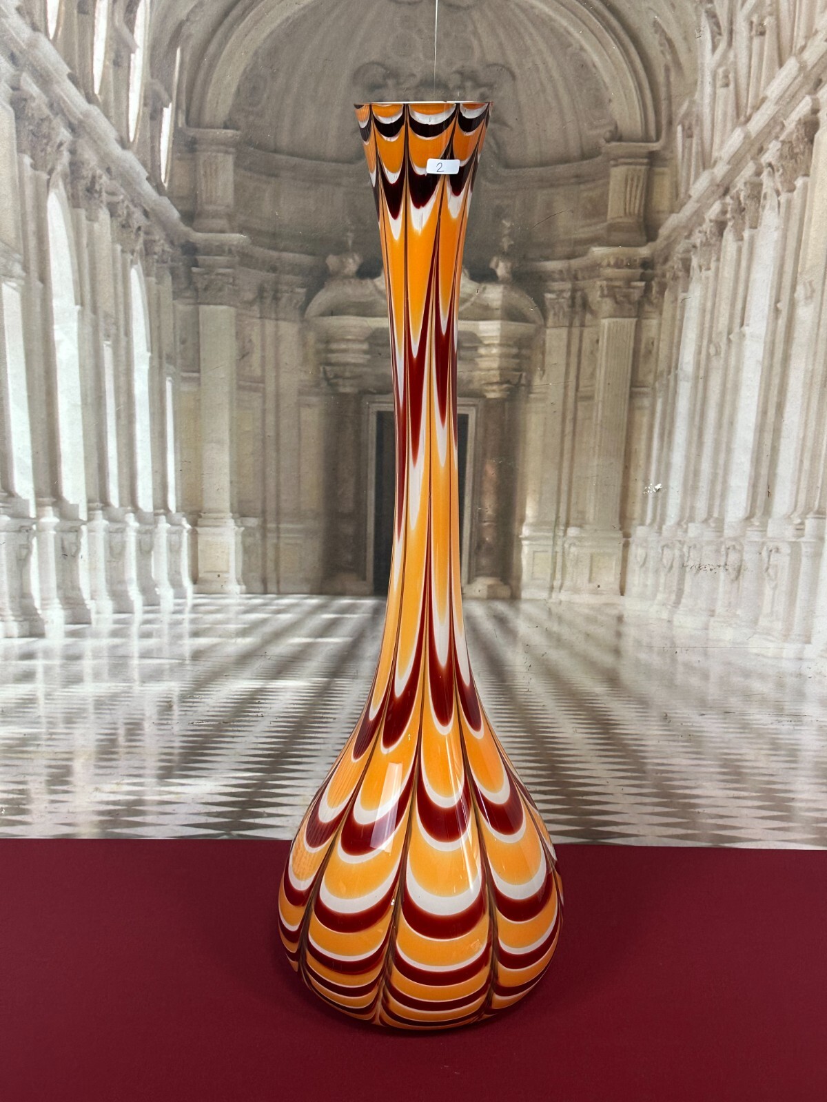 VINTAGE BODENVASE GROSSE VASE AUS GLAS LOLLIPOP SPACE AGE SCHOTT ZWIESEL 74x24cm