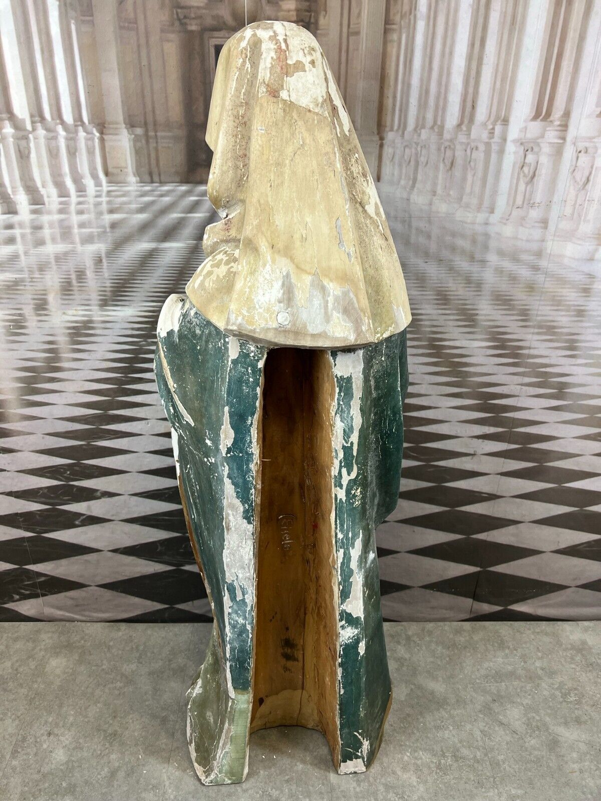 ANTIKE HEILIGENFIGUR TRAUERNDE MARIA HOLZ MASSIV HANDGESCHNITZT NAZARENER 121cm – Bild 12